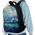 thumbnail image 4 of Uourmeti Durable Backpack for Daily Use School, 17 Inch Personalized School Backpack, Wave and Sailboat Art Pattern, 4 of 6