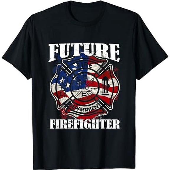Future Firefighter USA Flag Theme For Birthday Boys Kids T-Shirt