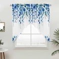 thumbnail image 2 of Swag Valance Curtains for Windows, Spring Blue Floral Light Filtering Kitchen Curtains with Rod Pocket, Farmhouse Weeping Floral Leaves Window Treatment Valances for Living Room, 28x36 - 2 PCS, 2 of 9