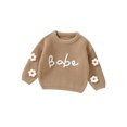thumbnail image 1 of SUNSIOM Baby Girl Sweater Long Sleeve Flower Letters Knit Pullover Sweatshirt Warm Fall Winter Clothes, 1 of 8