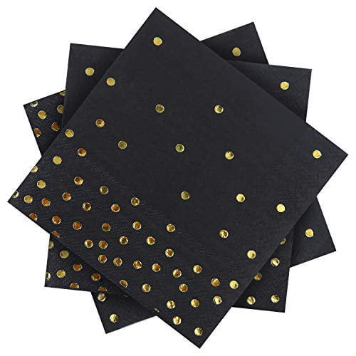 5 by 5 Inches Aneco 120 Pack White with Gold Stars Paper Napkins Cocktail Napkins with 3 Layers Ideal Gold Party Decorations Birthday Party Supplies 