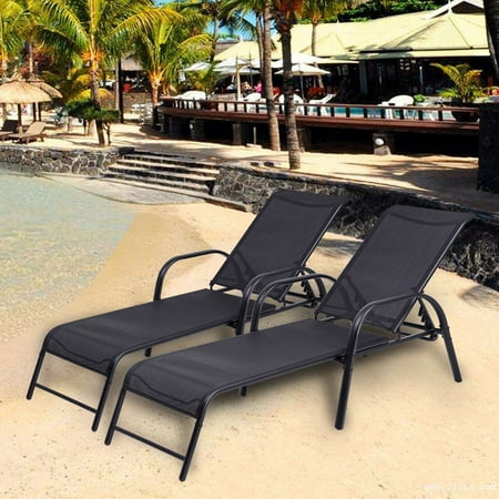 Goplus Set Of 2 Patio Lounge Chairs Sling Chaise Lounges Recliner Adjustable Back On Walmart Accuweather Shop