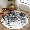 thumbnail image 2 of Round Area Rug 7 Ft, Black Gradient Washable Non-Slip Circle Carpet for Living Room/Bedroom, Abstract Polka Dots Vintage Modern Art Low-Profile Large Runner Mat Collection Rugs for Indoor, 2 of 8