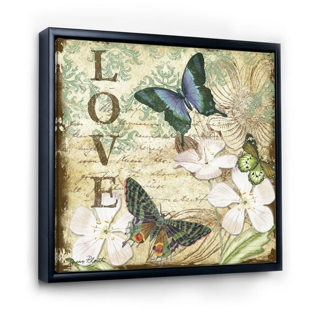 Designart - Papillons Inspirants Amour - Art Mural sur Toile Encadré Premium Cottage