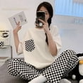 thumbnail image 4 of Conjunto de Pijama grande de manga corta para Mujer, ropa de dormir de punto de algodón con lunares, Pijama elegante para el hogar, 3XL, Verano, 4 of 4