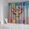 thumbnail image 4 of Peace Love Pride Scottish Fold with Rainbow Sunglasses LGBT LGBTQ+ Shower Curtain Cat Lover Kitten Owner Gifts Waterproof Bathroom Bathtub Curtain - 01004, 4 of 5