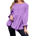 thumbnail image 4 of JJHGVB Lightweight Sweatshirts for Women Casual Boho Spring Trendy Dress Shirts Comfort Summer Business Work Tops Business Casual Tops for Women Casual Basic Tee Dressy Casual Soft Purple 2XL, 4 of 9