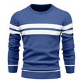 thumbnail image 4 of Men Sweaters Striped Crew Neck Long Sleeve Loose Fit Soft Cozy Lightweight Pullover Sweater Tops Warm Fall Winter Basic Knitwear, 4 of 7
