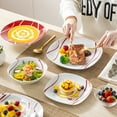 thumbnail image 5 of vancasso 24 pcs Dinnerware Sets, Plates and Bowls Set for 6, Ceramic Dinner Set, White and red stripes, 5 of 9
