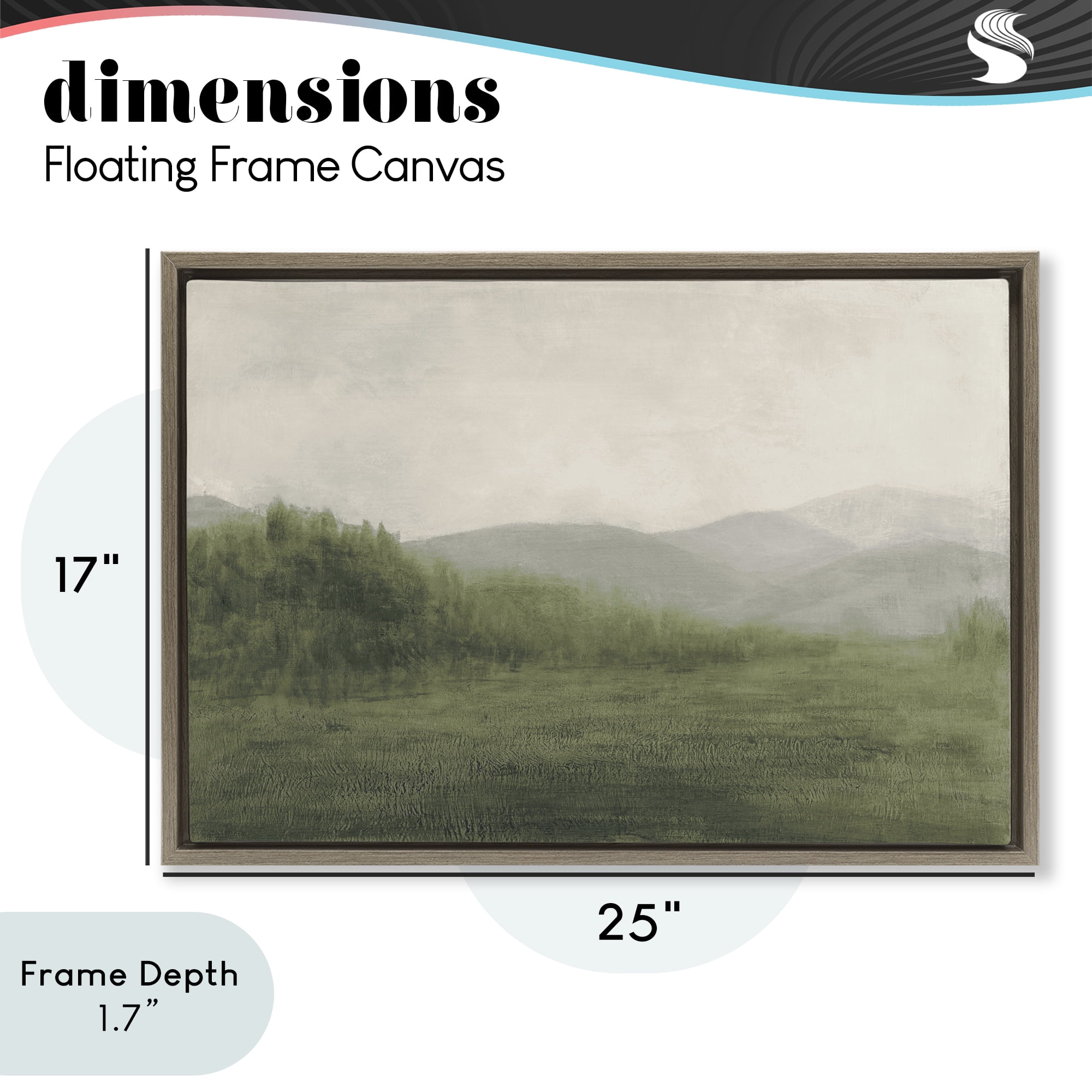Stupell Industries Fog Green Countryside Brown Framed Floater Canvas Wall Art, design by Walt Johnson