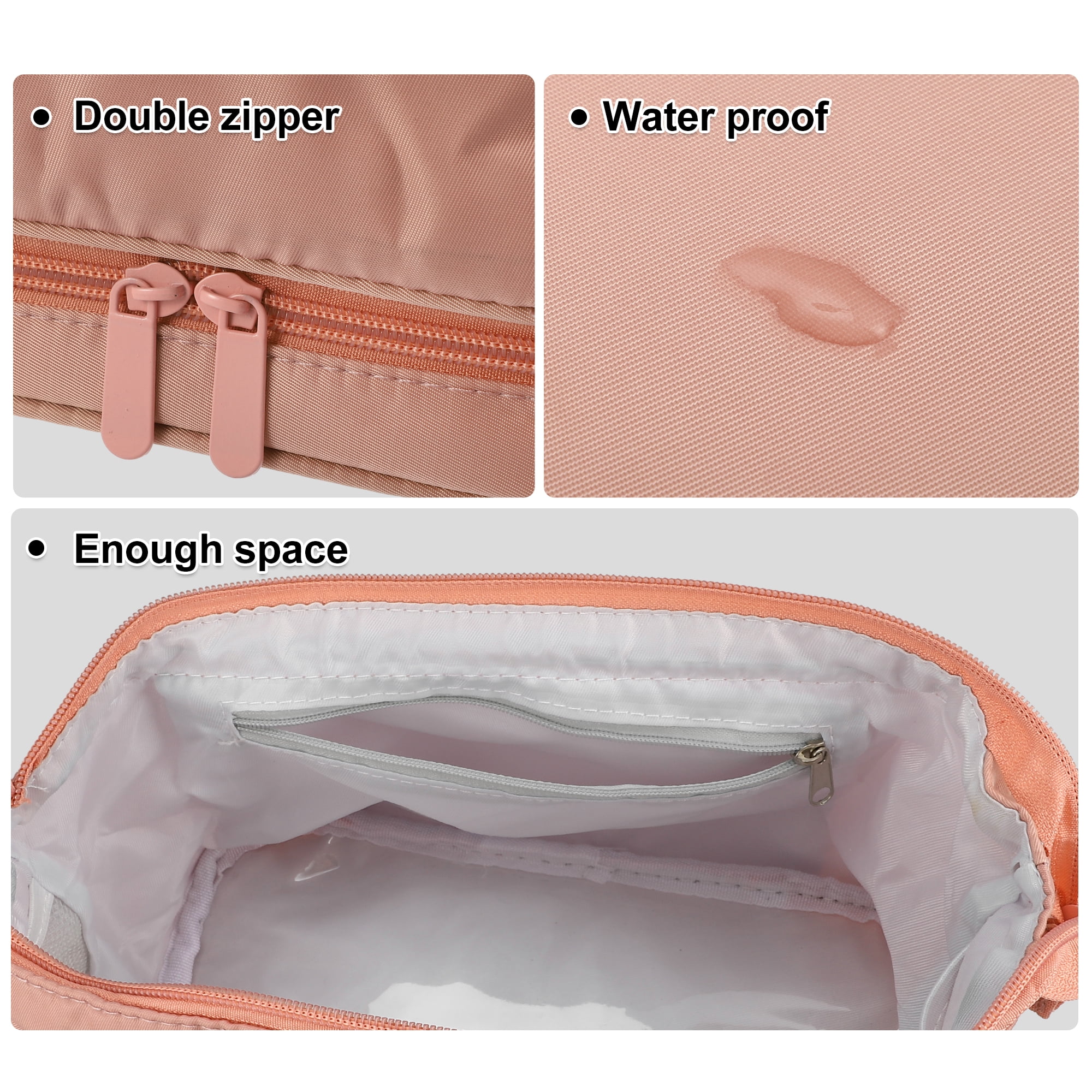 Unique Bargains Floral Makeup Bag Zipper Flower Cosmetic Pouch Pink