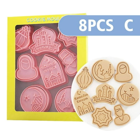 

8Pcs Eid Mubarak Biscuit Cookie Cutter Set Ramadan Decoration Gau 20 Kareem I4Z3