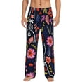 thumbnail image 2 of Kdxio Dancing Skeletons Floral Garden Print Men's Sleep Pajama Pant Lounge Pants with Pockets, 2 of 8