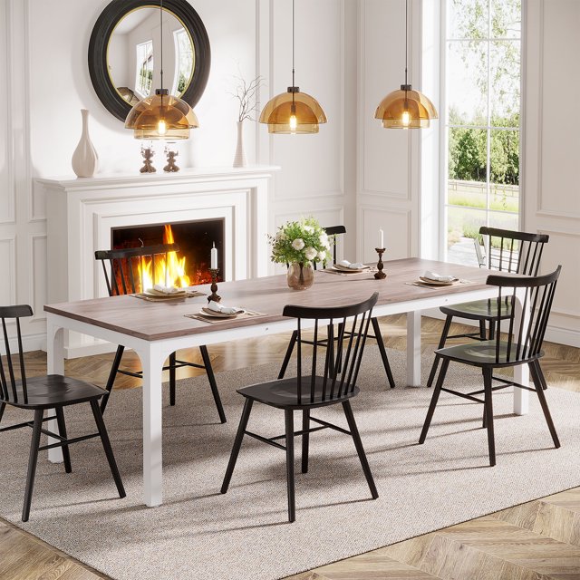 Tribesigns 78.7-Inch Industrial Dining Table for 8, Long Rectangle Rustic Dinner Table with Metal Legs, Modern Kitchen Table for Home Office