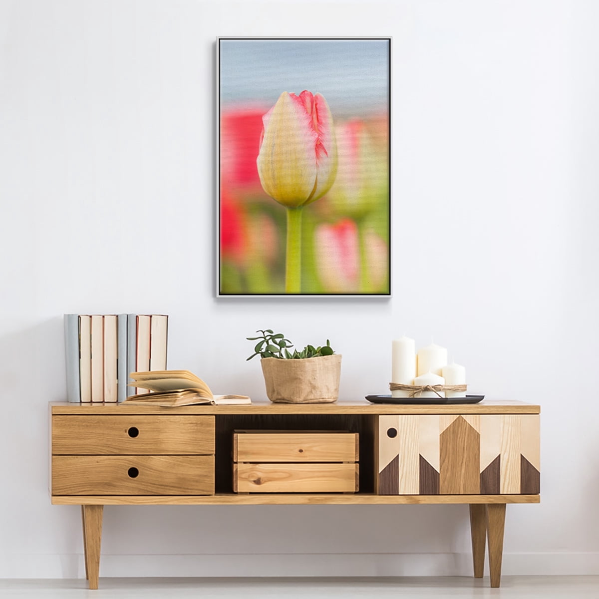 Twotone Tulip Framed Premium Gallery Wrapped Canvas - Ready to Hang