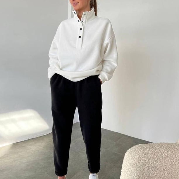 Conjunto de 2 piezas a juego para mujer conjunto de chándal sencillo con top y pantalón de manga larga a la moda