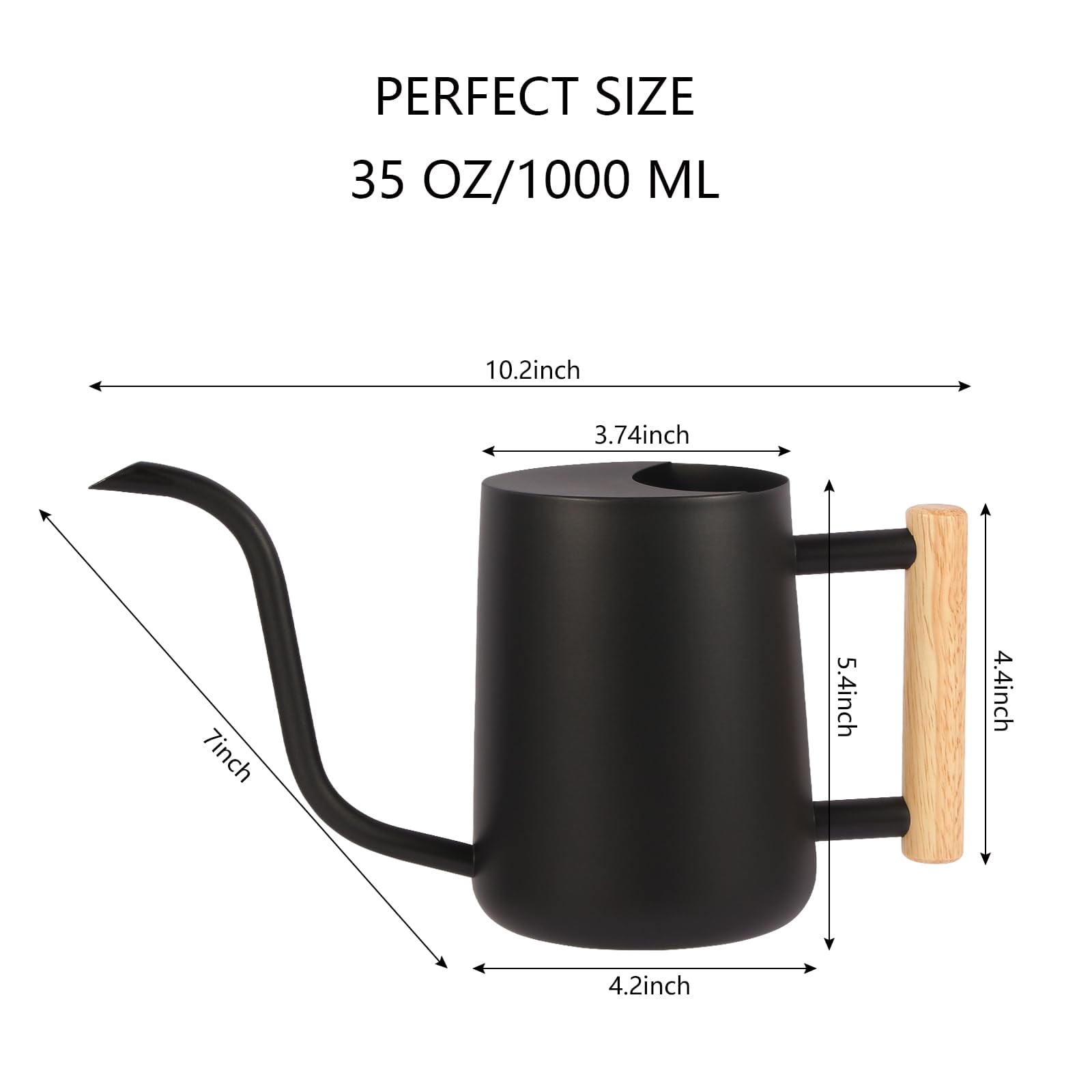 Watering Can Indoor Plants, 35oz Small Stainless Steel Metal Watering Can Modern Decorative Watering Pot with Long Spout for Indoor House Plant Bonsai Garden Flowers (Copper) - BLACK