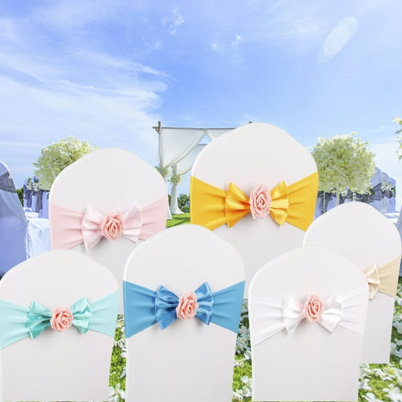 Dserhfy Chair Decoration, Flower Design Stretchy Stunning Visual Effect Universal Decorative Spandex Banquet Event Decor Bow-knot Chair Sashes