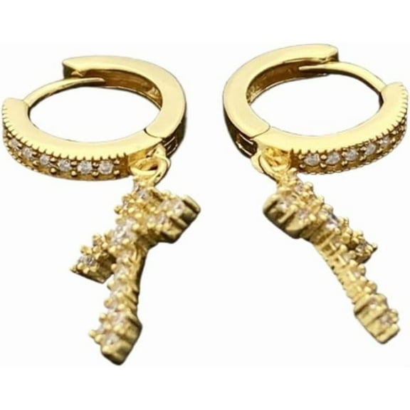 Cross Moissanite Hoop Earrings for Women 925 Sterling Silver Lab Diamond Earrings Moissanite Earrings Moissanite Dangle Earrings Diamond Drop Earrings