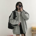 thumbnail image 6 of IROINNID Women's Mid-Length Hoodie Zip Up Jacket Solid Color Long Sleeve Autumn Gothic Dark Loose Casual Tops Coat Baseball Jacket, Gray, 6 of 6