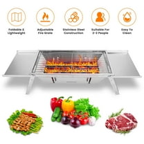 Foldable Charcoal BBQ Grill Stainless Steel Grill Net Easy Setup Portable Barbecue Grill for Camping Picnic Outdoor Party Backyard AS pic