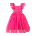 thumbnail image 4 of Ugoldhm Girls Ruffle Sleeve Polka Dot Tulle Dress - Square Neck Party & Wedding Flower Girl Gown (2-8 Years), 4 of 7
