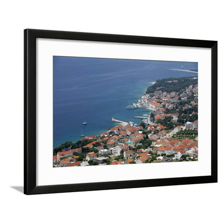 High View of Bol and Harbour, Brac Island, Dalmatian Coast, Croatia, Europe Framed Print Wall Art By John