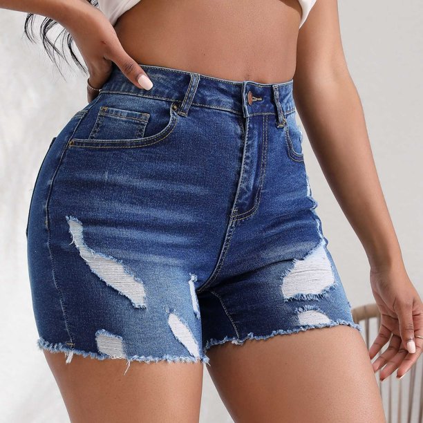 QATAINLAV Women's High Waisted Denim Shorts Casual Ripped Summer
