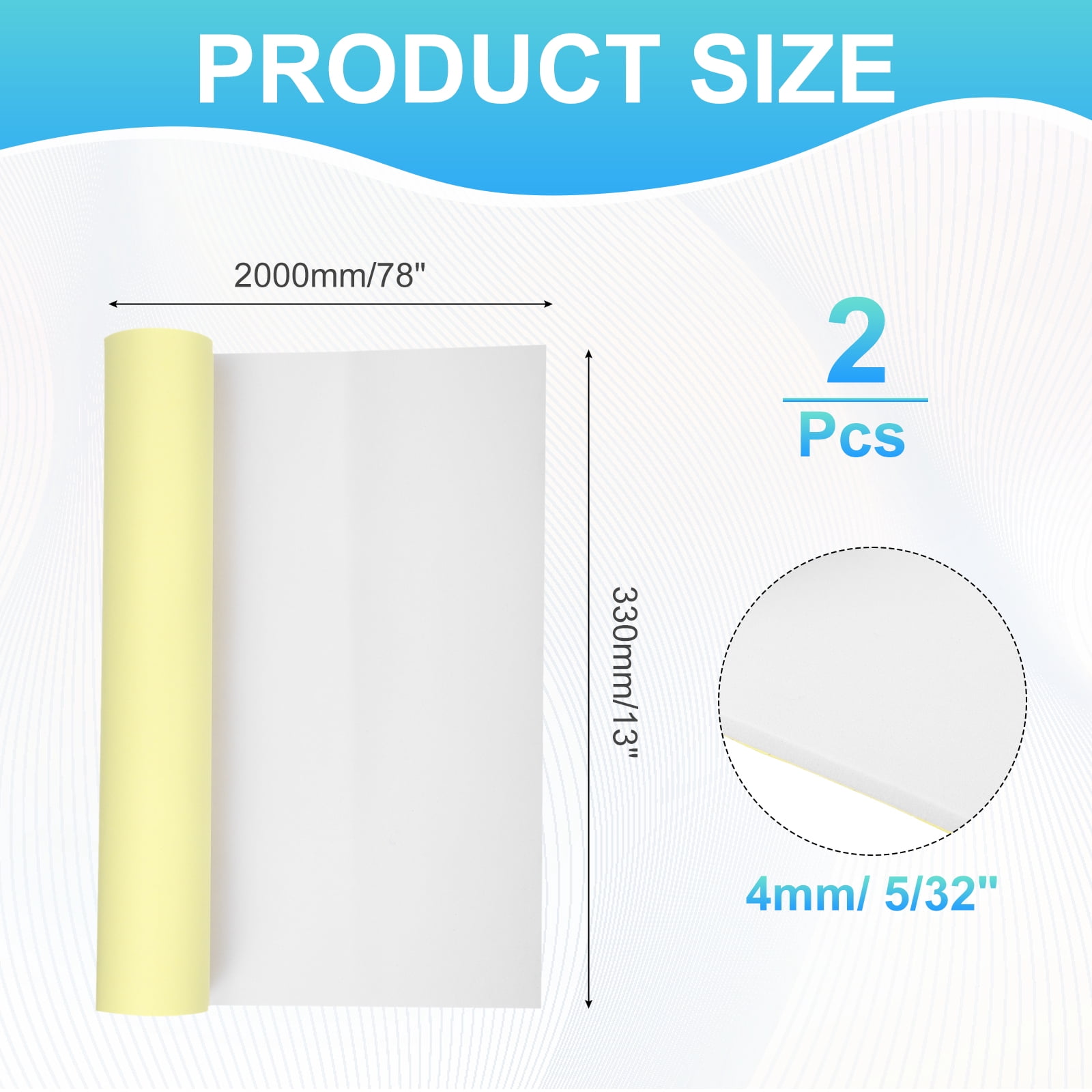 Uxcell 2 Pcs White Foam Sheets, 78"x13"x 5/32" Self Adhesive EVA Foam Roll with Adhesive Backing for Crafts DIY Projects Furniture Protecting Gap Filling