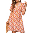 thumbnail image 3 of UVN Summer Dresses for Women V Neck Short Sleeve Casual A Line Dress Flowy Swing Ruffle Sundress with Pockets, 3 of 8