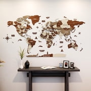 Colorfull Worlds Wood World Map Educational for Kids- Mixed XL