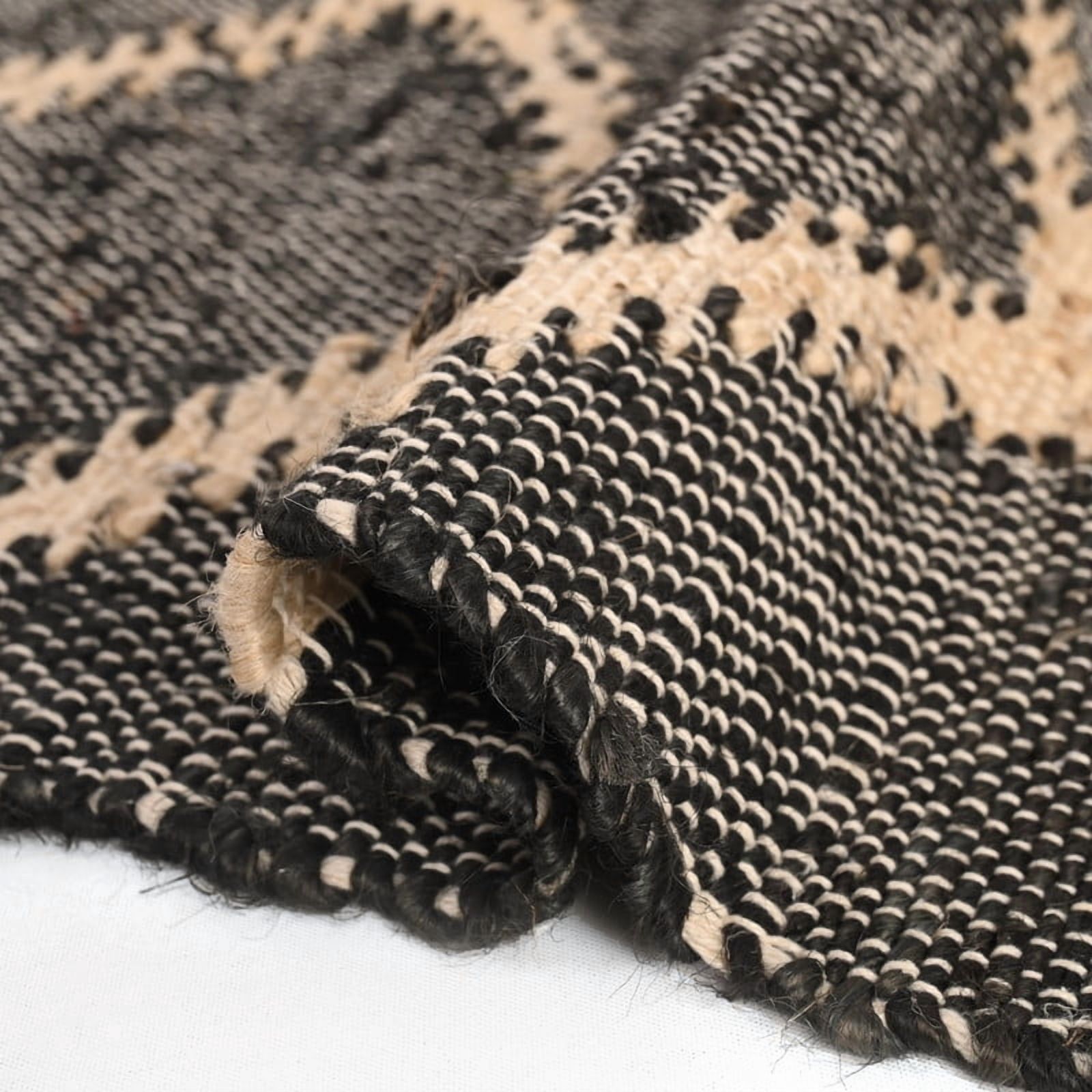 KLAVATE Modern Flatweave Diamond Pattern Jute Rug Ideal for Living Room