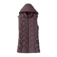 thumbnail image 3 of Breezora Women Long Sleeveless Puffer Vest Hooded Quilted Gilet Casual Zip Up Winter Warm Layer XXXXL Size Coffee, 3 of 4