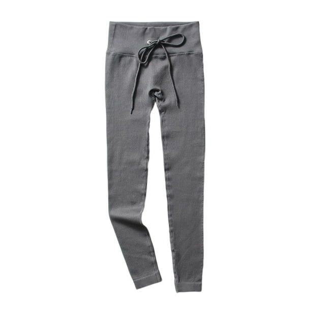 Mallas acanaladas sin costuras, ropa deportiva elástica para Fitness, pantalones de levantamiento de cadera, entrenamiento para mujer, gimnasio Prendas para la parte inferior del cuerpo Gris S Minnieouse AP019373-10