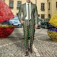 thumbnail image 2 of Mardi Gras Clothes Mens And Gold Carnival Suit All Print And Pants Two Piece Set Casual Vacation Clothes For Holiday Carnival Festival Outfit Green XXXL, 2 of 6