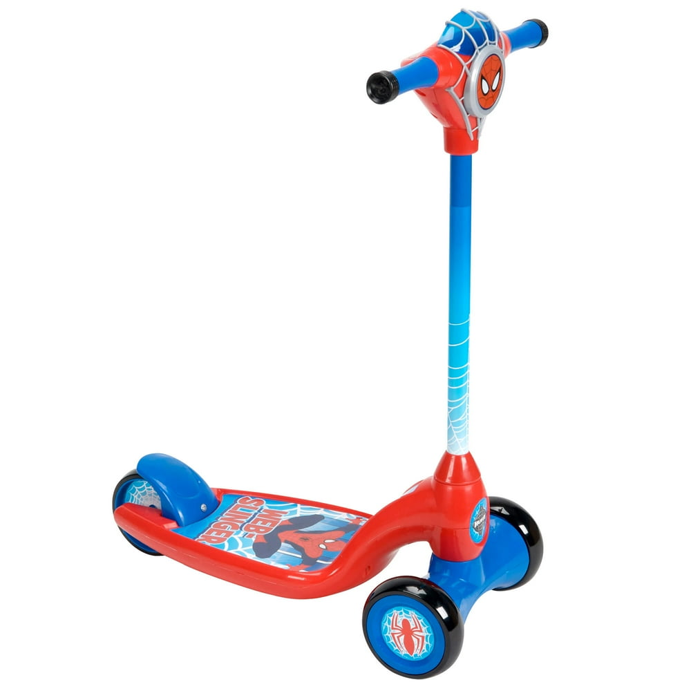 Marvel Ultimate SpiderMan Boys' 3Wheel Scooter w/ Lights & Sounds by
