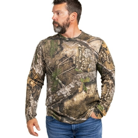 Realtree Men s Long Sleeve Crew Neck Shirt - APX Camo Performance Tee Moisture-Wicking & Breathable Ideal for Hunting Fishing Hiking and Outdoor Activities