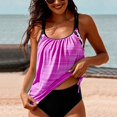 thumbnail image 4 of Maillot de Bain Tankini Deux Pièces Push-Up Imprimé Solide pour Femmes, 4 of 6