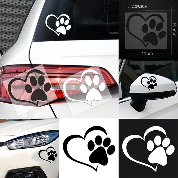 Linda Pata De Perro De Dibujos Animados Con Corazón De Melocotón Pegatina De Coche Animal Perro Gato Amor Mascota Coche Calcomanía Kearding PT002686-06