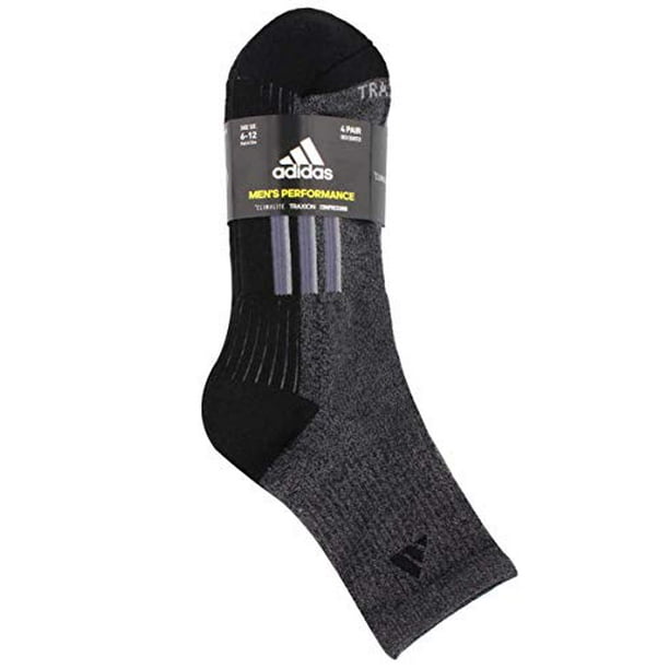 Adidas Adidas Mens 4 Pack Performance High Quarter Socks (Black/Grey