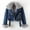 Dark Blue, variant on Women's Long-Sleeve Short Winter Blue Denim Jacket - Removable Faux Fur Collar & Cuffs, Zipper, Warm Thickened Coat, L