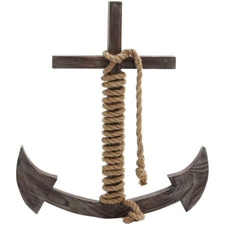 

Wooden Wall Anchor (Wide Overstretched) - Spiraled Rope (Antique Millbrook Brown Finish) - (30 x 24 x 1 Inches)