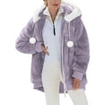 thumbnail image 1 of Veste Réversible Grande Taille Femme Chaude à Capuche Zippée Manteau Coréen Mode Confortable Couleur Unie, 1 of 6