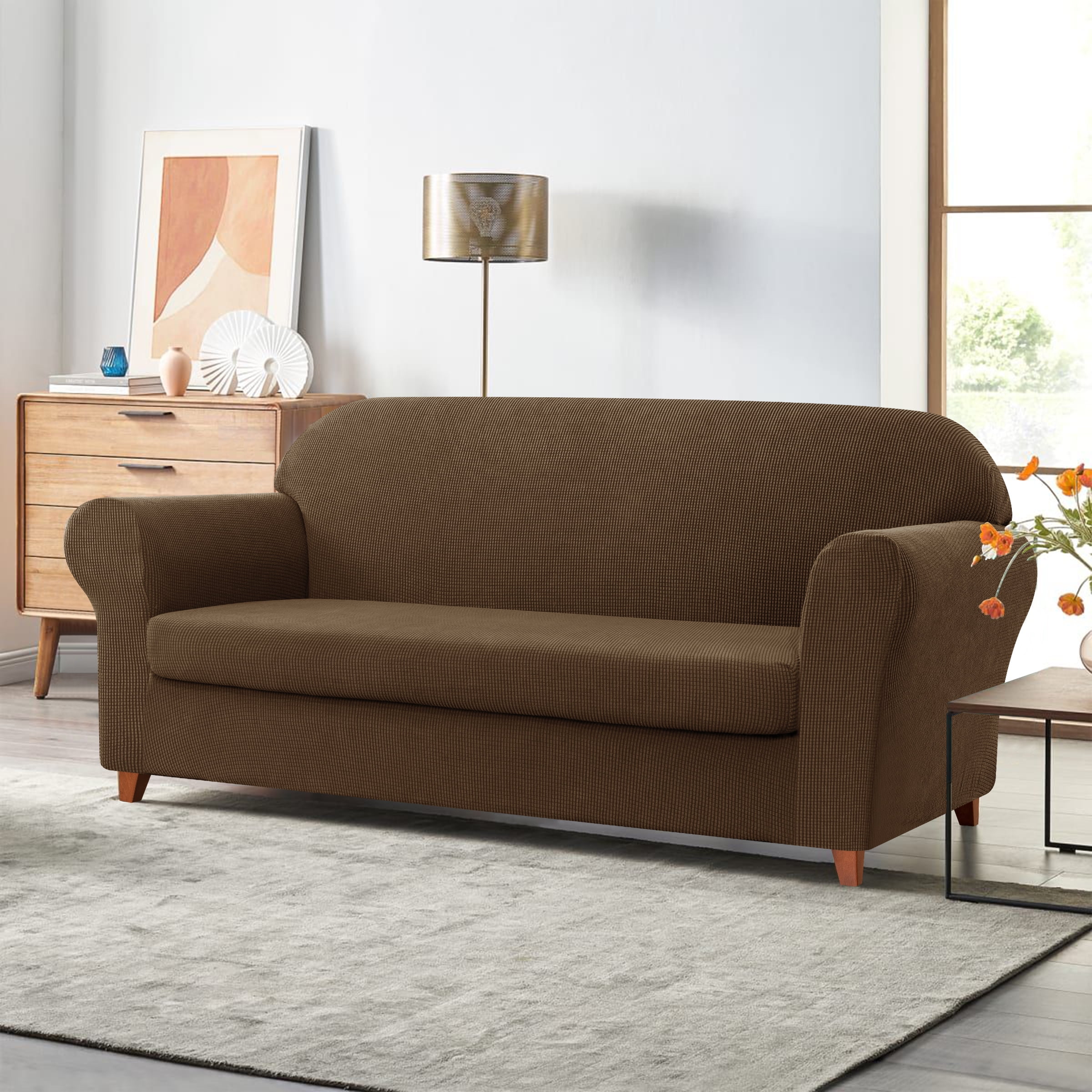 Subrtex Sofa Cover 1 Piece Slipcover with extra Stretch Cushion Seat Cover, Sofa, Coffee