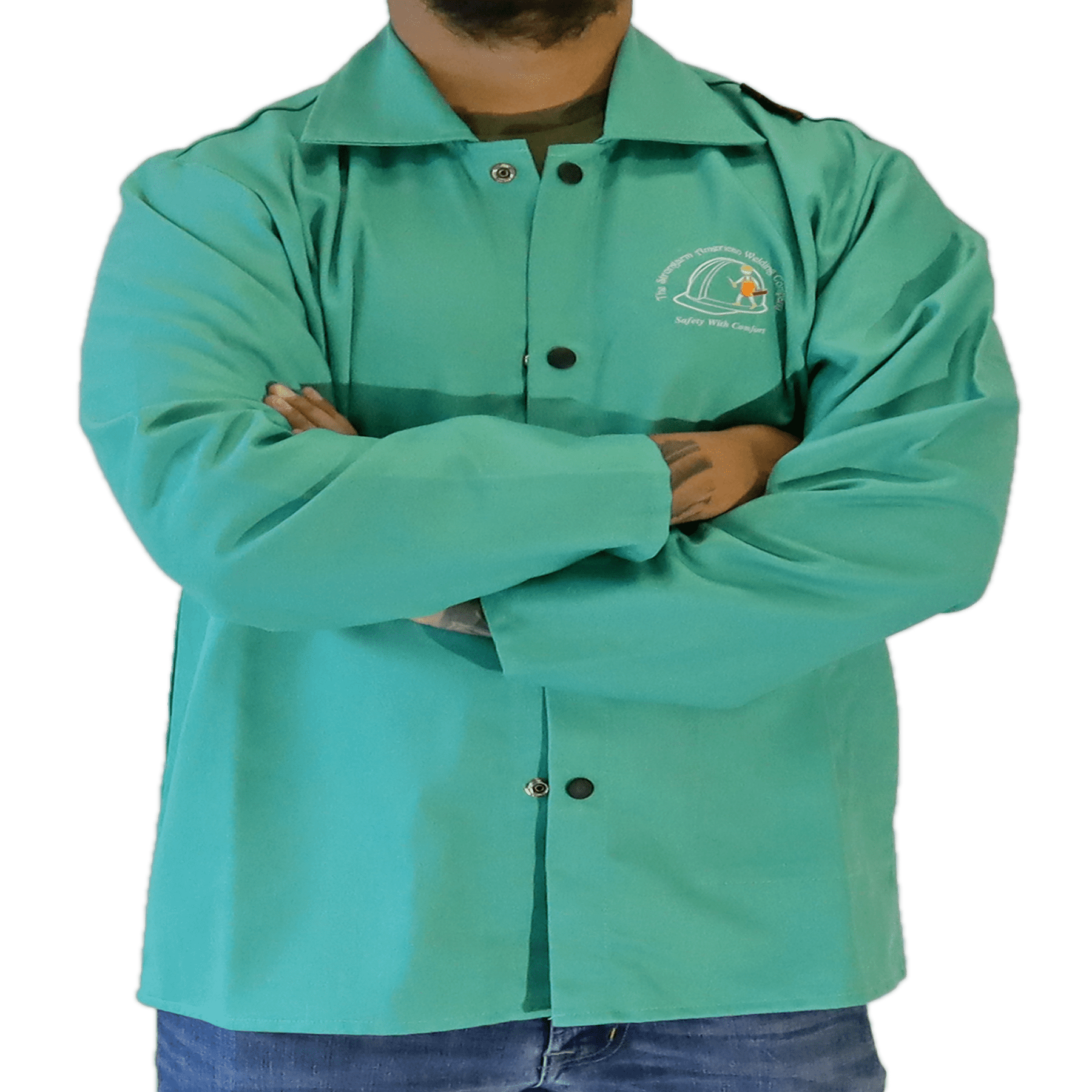 Strongarm Welding Jacket Green ArcRated Work Jacket with 9oz FR Cotton
