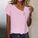 thumbnail image 2 of Camisetas Casuales de las Mujeres, Suelto Verano Color Sólido, Cuello en V Manga Corta para las Mujeres, 2 of 5
