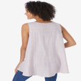 thumbnail image 3 of CHOK Women‘s Plus Size Button-Front Linen Tank - 22/24  Natural Khaki Stripe, 3 of 5