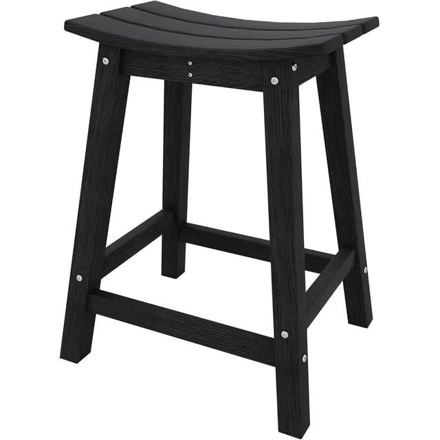 YUSAZENS HDPE Four-Legged Bar Stool, Weather Resistant for Outdoor Patio Garden Bar Black
