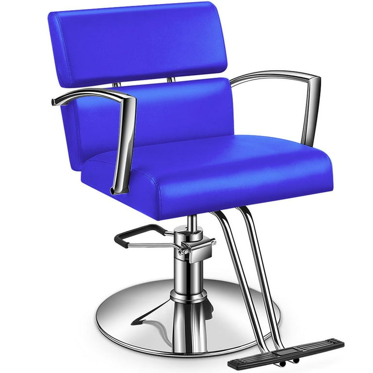 Baasha Salon Chair Beauty Barber Chair with Vented Back Design Blue Styling Chair for Salon Stain Resistant Leather Beauty Spa Equipment Salon Chair