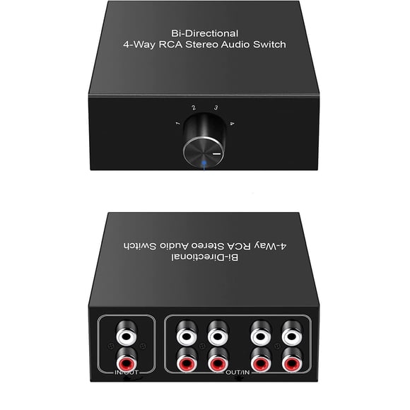 Conmutador de audio Azduou estéreo bidireccional de 4 puertos L/R